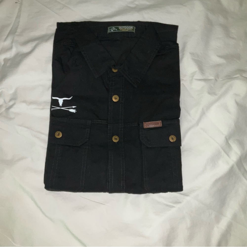 Black Casual Button Down Shirt for Men western, Yellowstone style